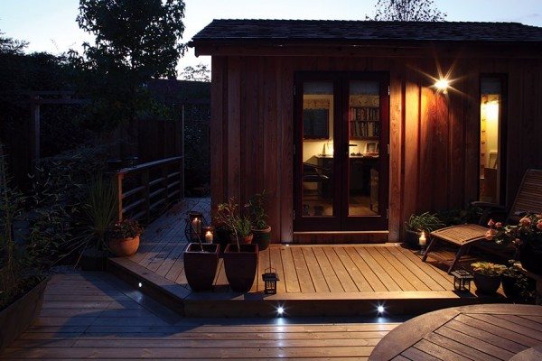 Deck with integrated spotlights