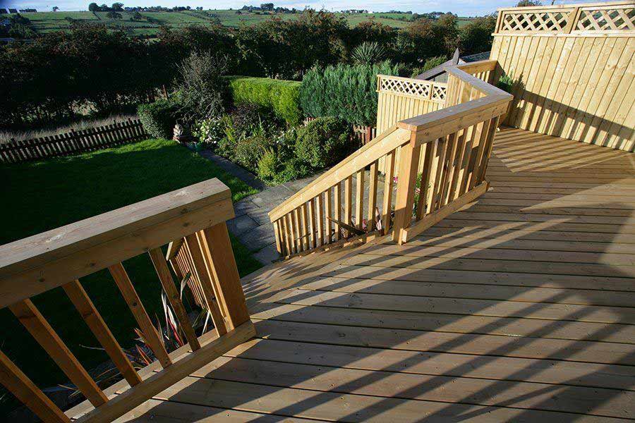 Raised timber deck with staircase