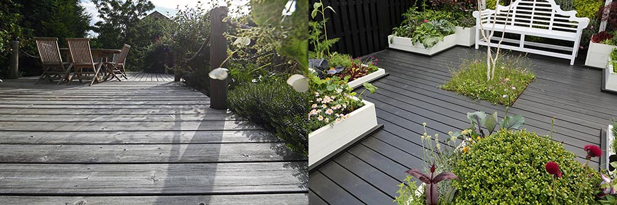 Timber decking - painted and unstained