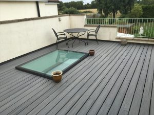 Grey Trex decking used on roof terrace
