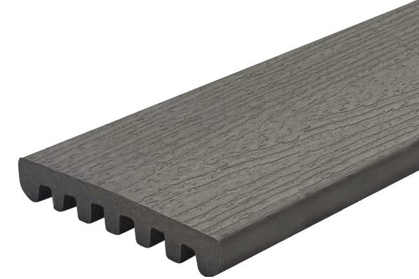 Fascia garden decking board in shade clam shell on white background