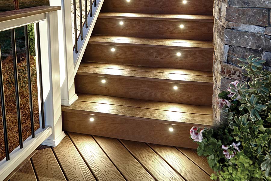 Trex Composite Decking Boards with lighting used on staircase