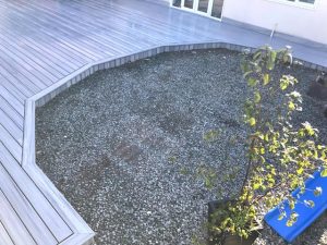 Grey Trex decking with planting area