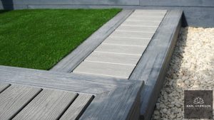 Pathway made with Trex deck boards in grey