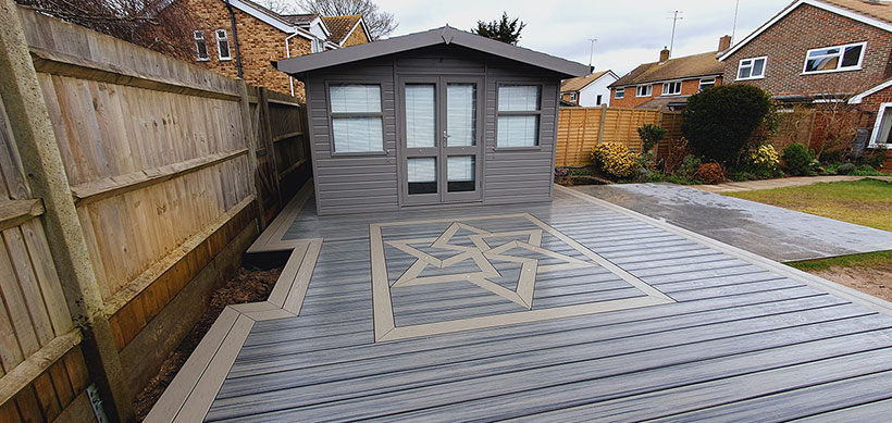 Trex decking with beautiful inlay design in Sussex