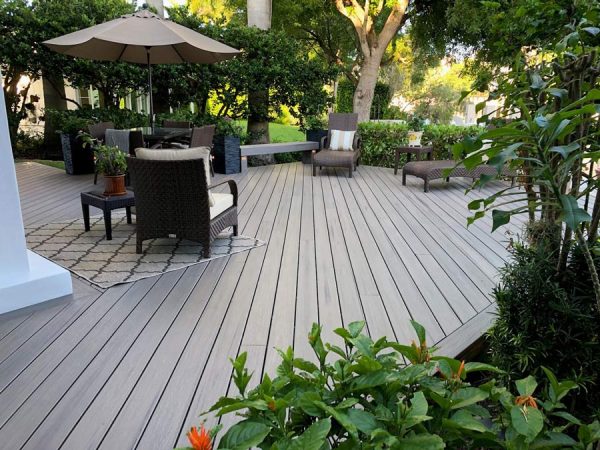 Grey garden composite decking