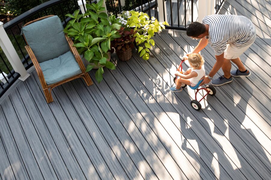 Child playing on Trex composite decking